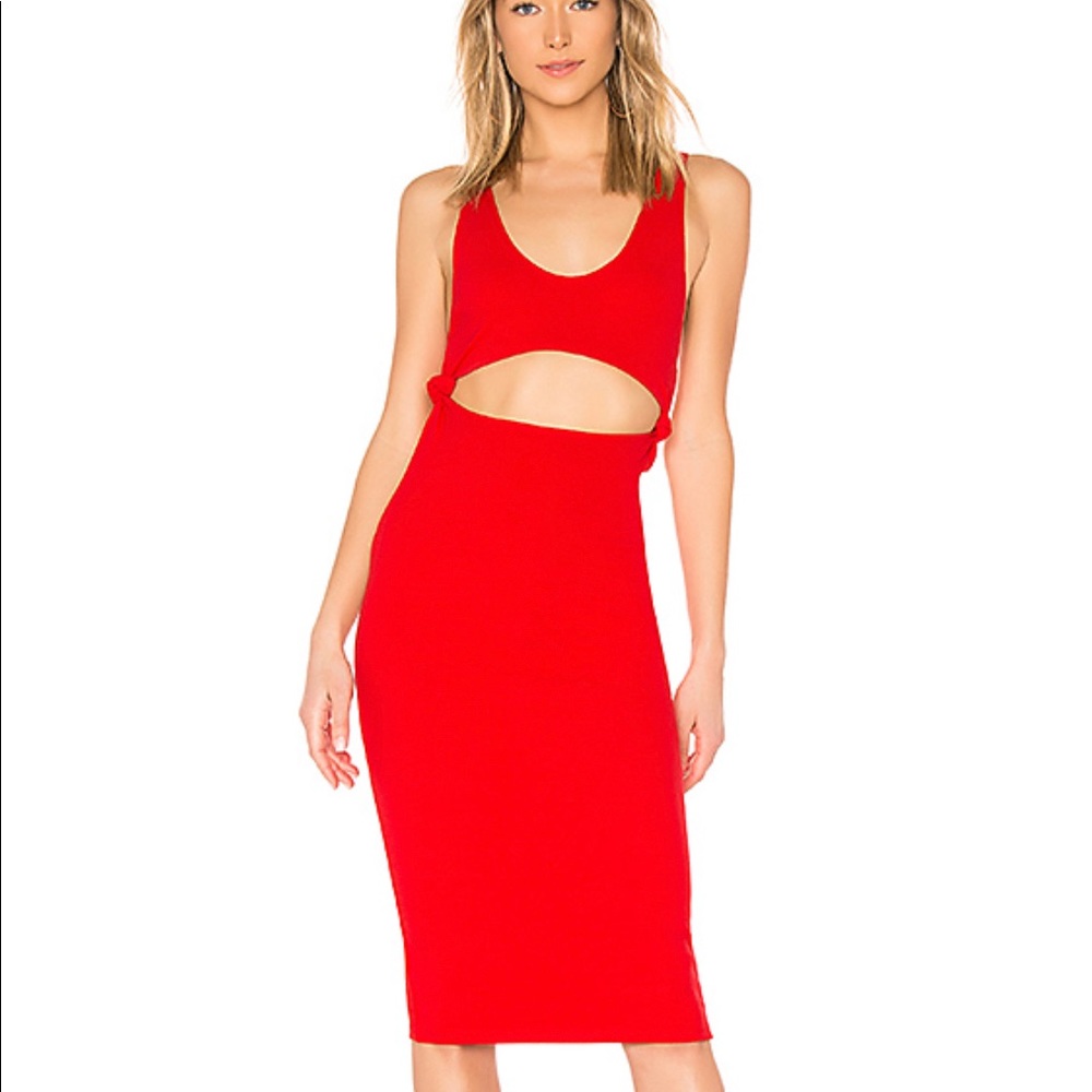 Red cut out Dress Lovers + Friends knots sexy dress XS ribbed